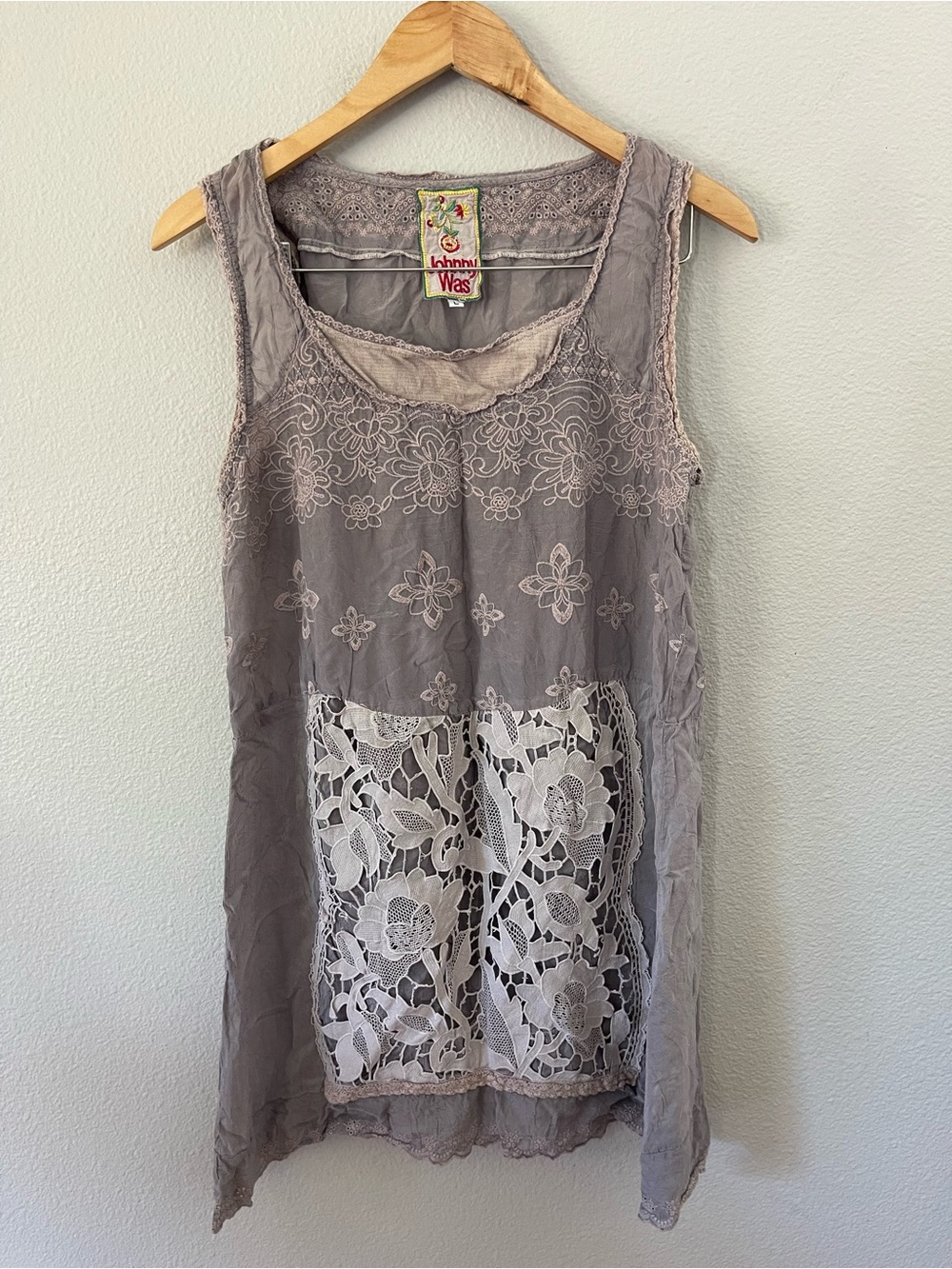 Johnny Was Tunic Dress Embroidered Dusty Purple Size L